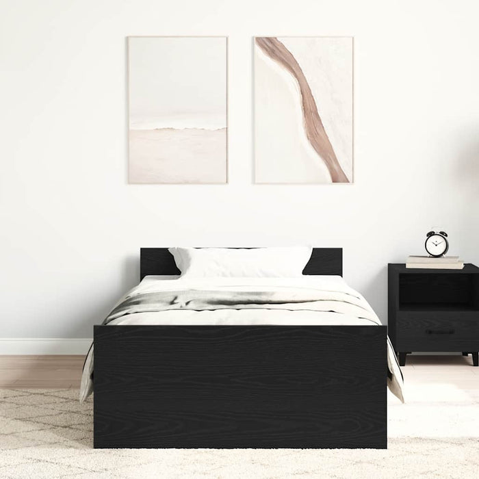 Cadru de pat fără saltea Stejar negru 100x200 cm Lemn prelucrat - WALTI WALTI