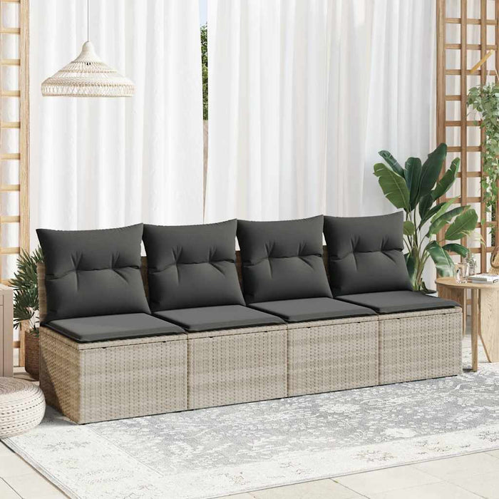 Set canapea de grădină cu perne, 2 piese, gri deschis poliratan WALTI