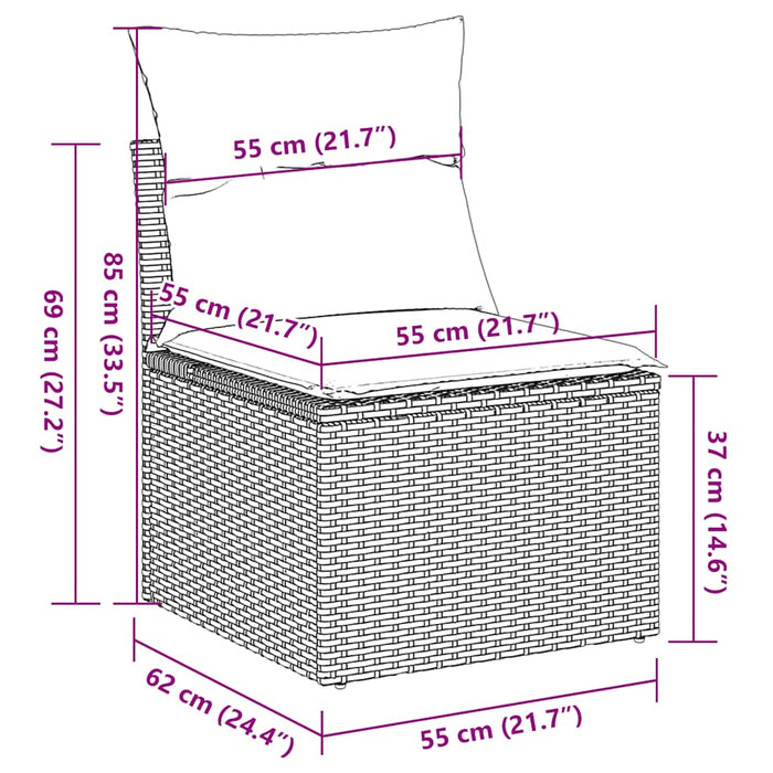 Set canapea de grădină cu perne, 2 piese, gri deschis poliratan WALTI