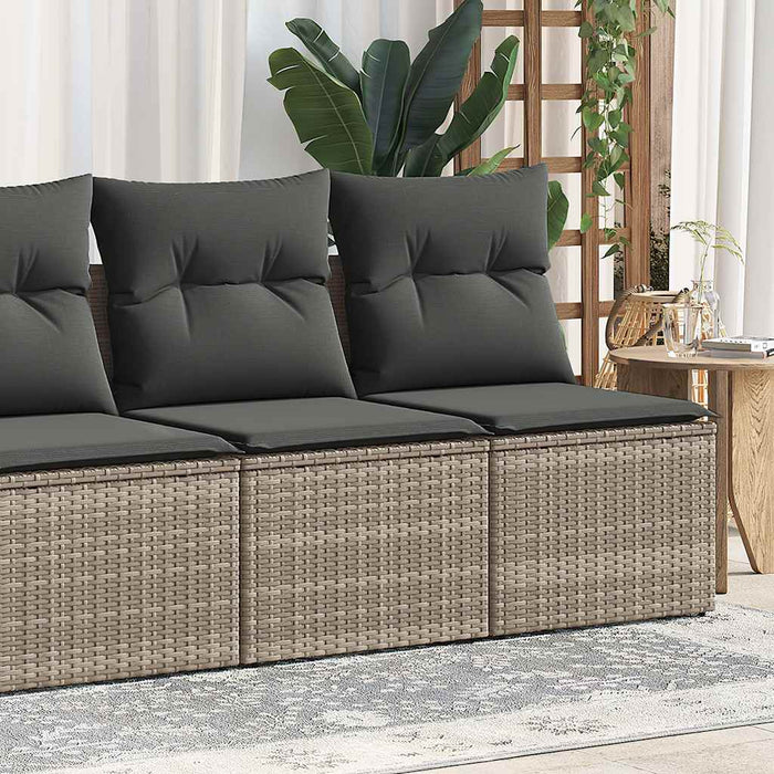 Set mobilier grădină cu perne 2 piese gri poliratan/lemn acacia - WALTI WALTI