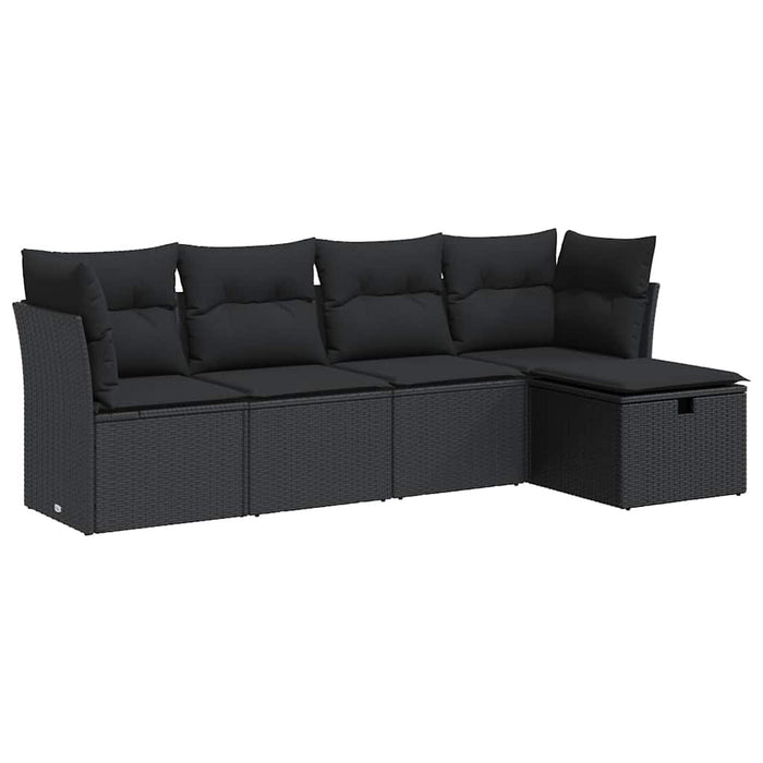 Set mobilier de grădină cu perne, 5 piese, negru, poliratan - WALTI WALTI