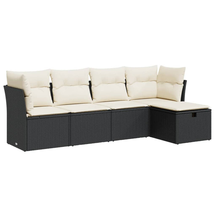 Set mobilier de grădină cu perne, 5 piese, negru, poliratan - WALTI WALTI