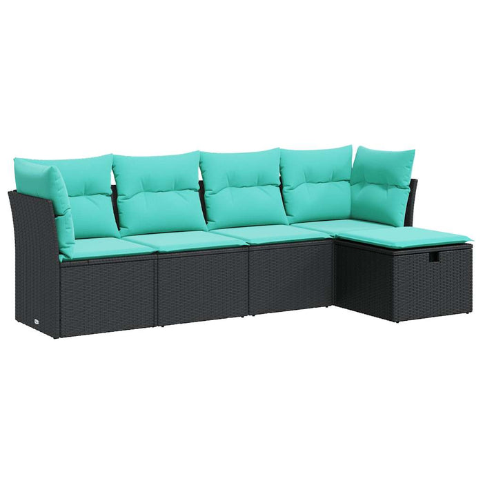 Set mobilier de grădină cu perne, 5 piese, negru, poliratan - WALTI WALTI