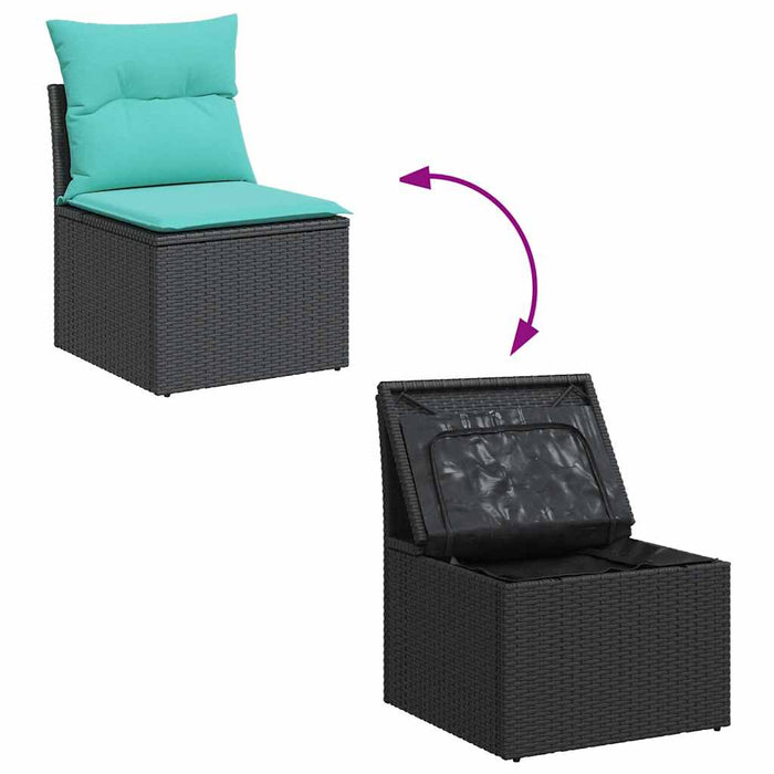 Set mobilier de grădină cu perne, 5 piese, negru, poliratan - WALTI WALTI