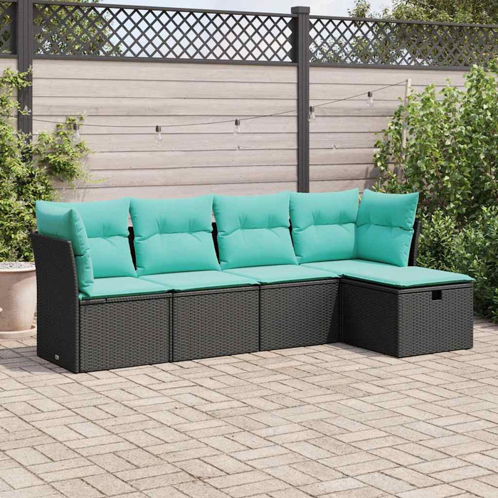 Set mobilier de grădină cu perne, 5 piese, negru, poliratan - WALTI WALTI