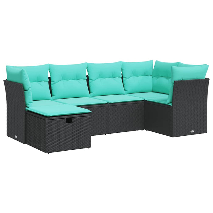 Set mobilier de grădină cu perne, 6 piese, negru, poliratan - WALTI WALTI