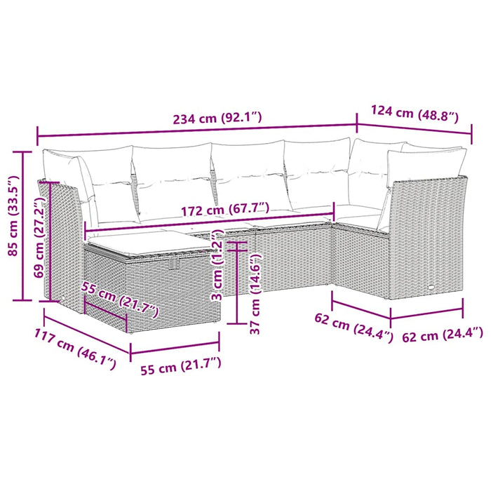 Set mobilier de grădină cu perne, 6 piese, negru, poliratan - WALTI WALTI
