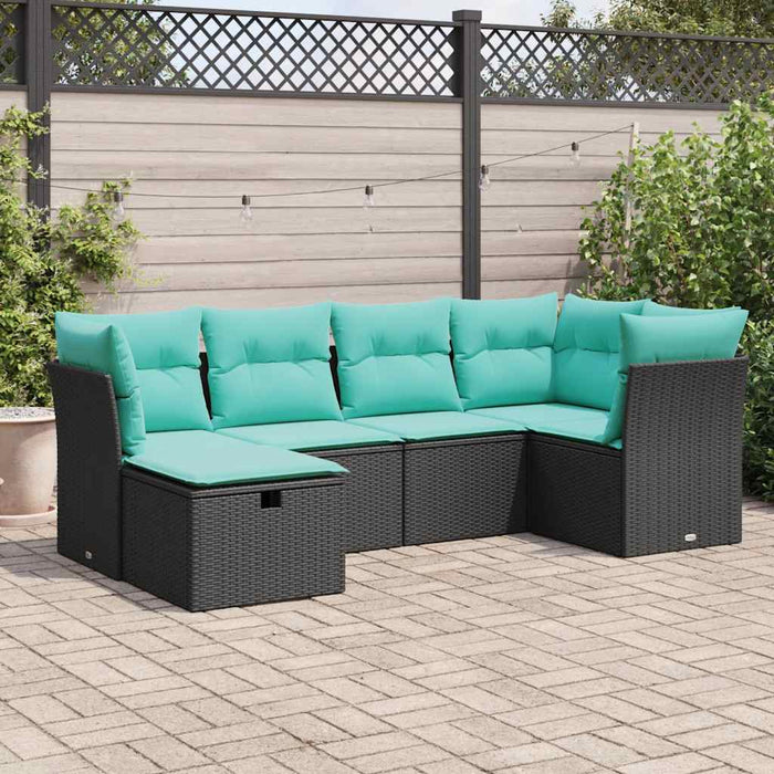 Set mobilier de grădină cu perne, 6 piese, negru, poliratan - WALTI WALTI