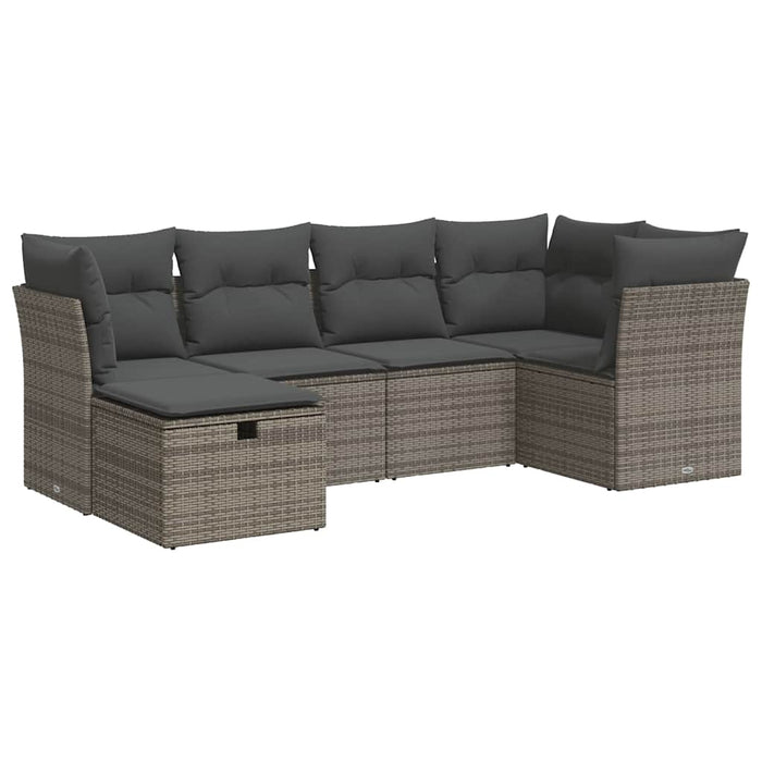Set mobilier grădină cu perne, 6 piese, gri, poliratan WALTI