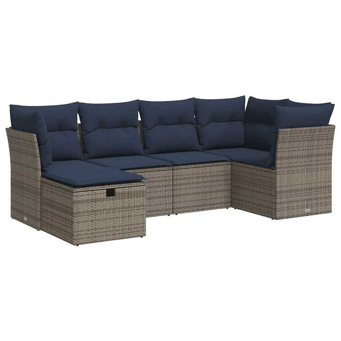 Set mobilier grădină cu perne, 6 piese, gri, poliratan - WALTI WALTI