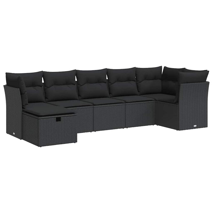 Set canapele de grădină cu perne, 7 piese, negru, poliratan - WALTI WALTI