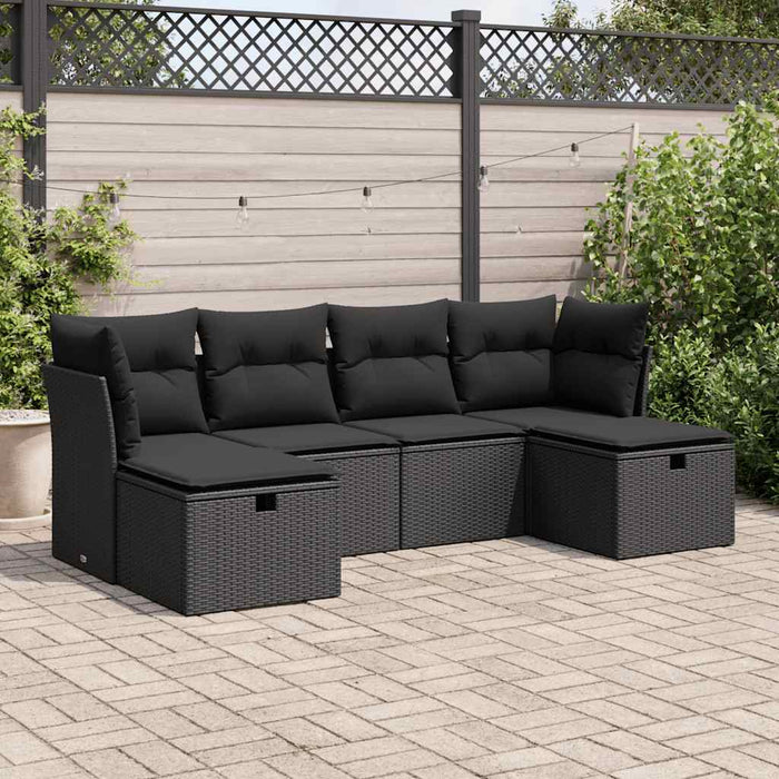 Set mobilier de grădină cu perne, 6 piese, negru, poliratan - WALTI WALTI