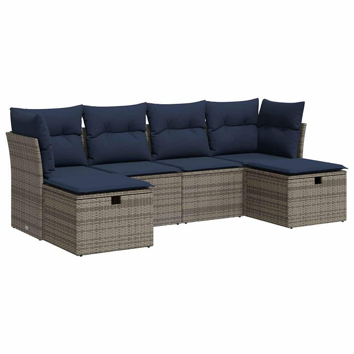 Set mobilier grădină cu perne, 6 piese, gri, poliratan - WALTI WALTI