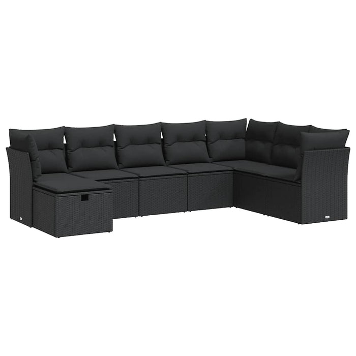 Set mobilier de grădină cu perne, 8 piese, negru, poliratan - WALTI WALTI