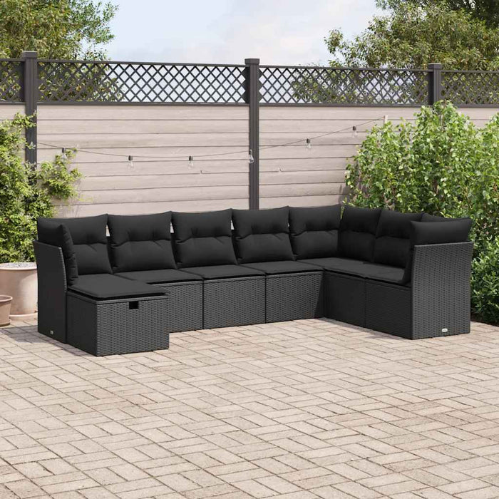 Set mobilier de grădină cu perne, 8 piese, negru, poliratan - WALTI WALTI