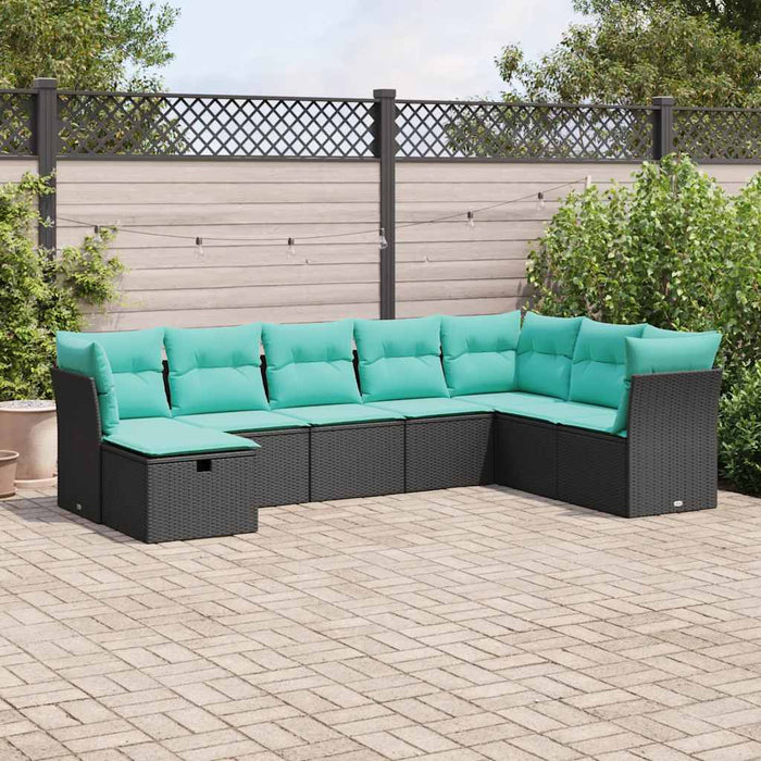 Set mobilier de grădină cu perne, 8 piese, negru, poliratan - WALTI WALTI
