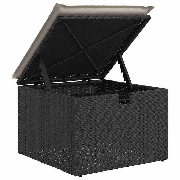 Set mobilier de grădină cu perne, 9 piese, negru, poliratan WALTI