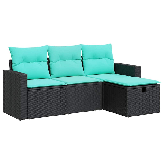 Set mobilier de grădină cu perne, 4 piese, negru, poliratan - WALTI WALTI