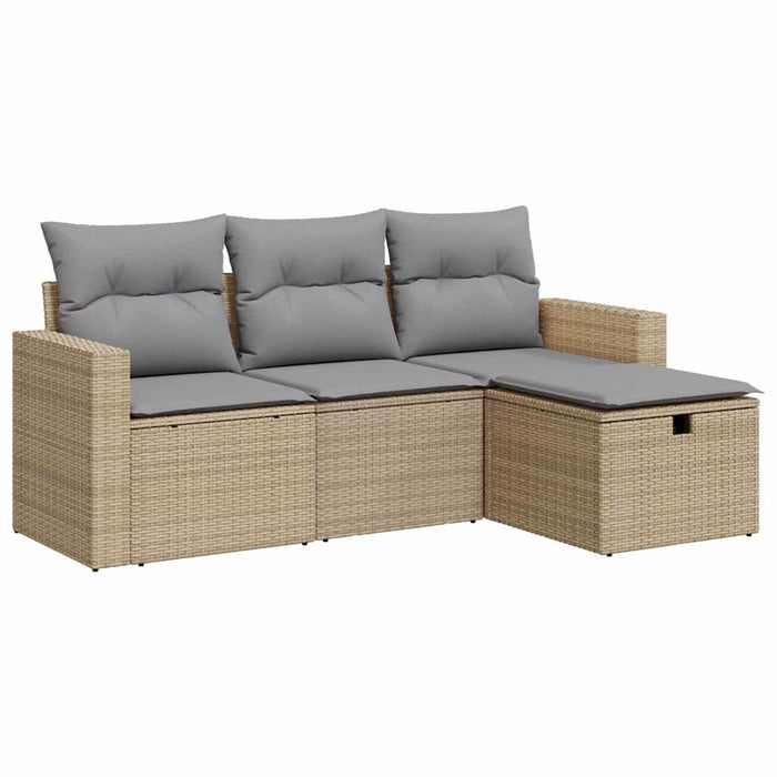Set canapele de grădină, 4 piese, cu perne, bej, poliratan - WALTI WALTI