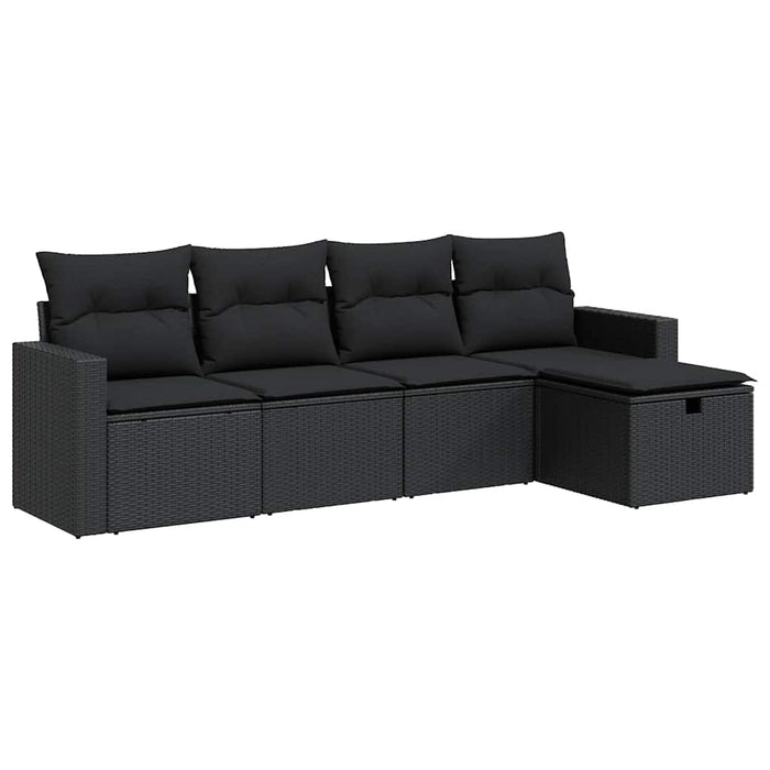 Set mobilier de grădină cu perne, 5 piese, negru, poliratan - WALTI WALTI