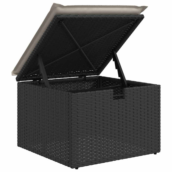 Set mobilier de grădină cu perne, 6 piese, negru, poliratan WALTI