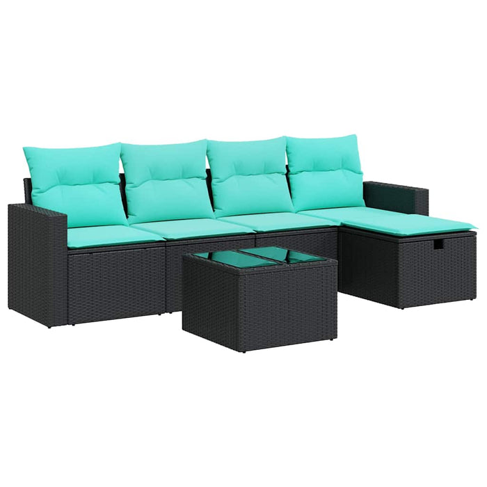 Set mobilier de grădină cu perne, 6 piese, negru, poliratan - WALTI WALTI