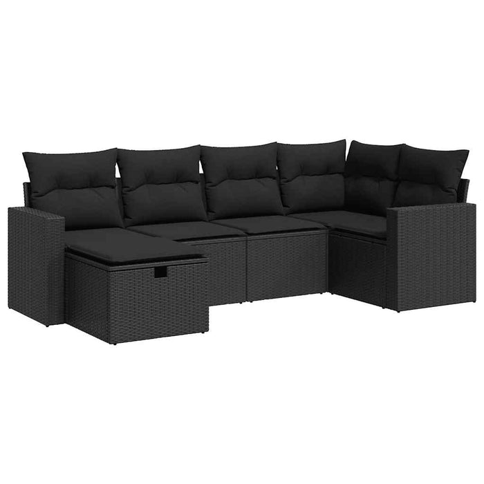 Set mobilier de grădină cu perne, 6 piese, negru, poliratan - WALTI WALTI