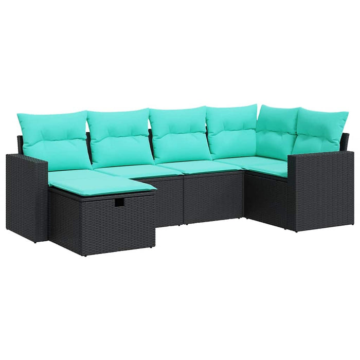 Set mobilier de grădină cu perne, 6 piese, negru, poliratan - WALTI WALTI