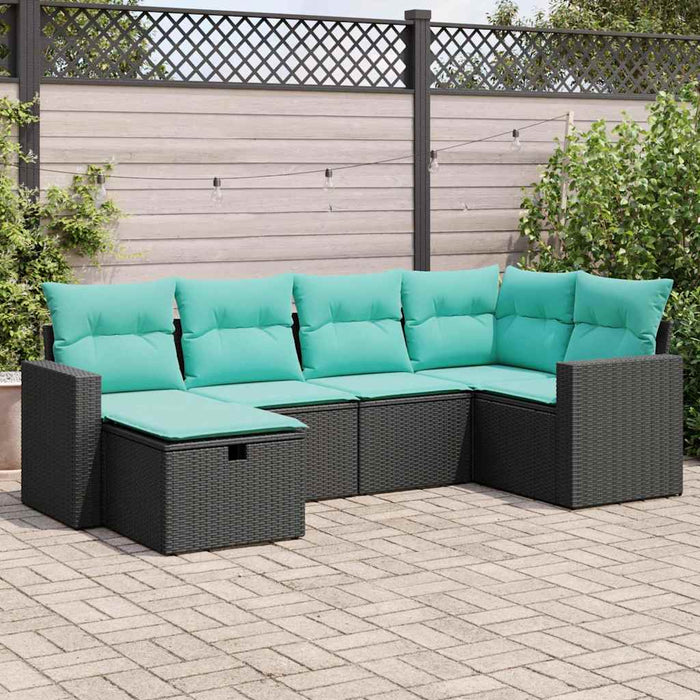 Set mobilier de grădină cu perne, 6 piese, negru, poliratan - WALTI WALTI