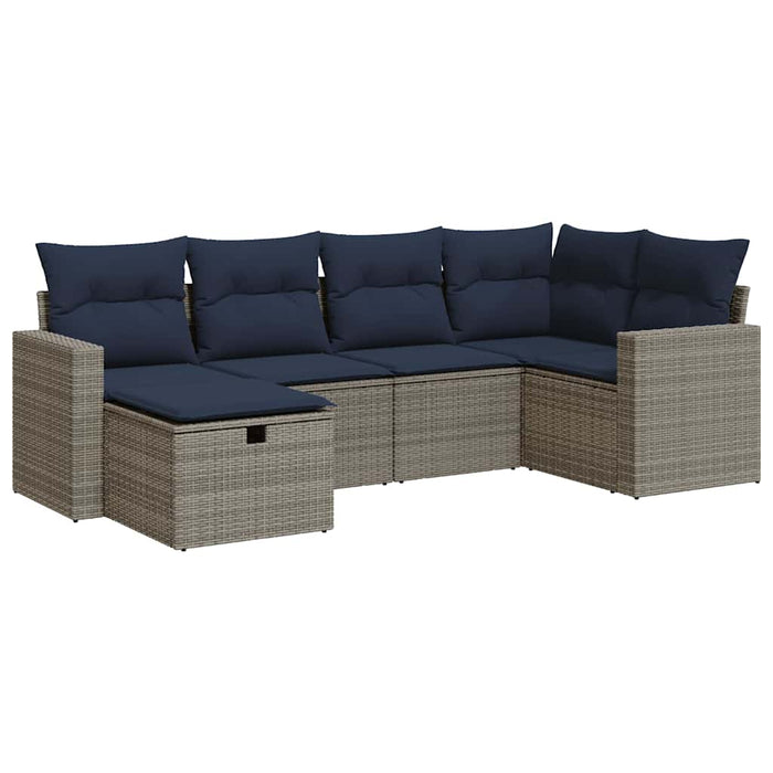 Set mobilier grădină cu perne, 6 piese, gri, poliratan - WALTI WALTI