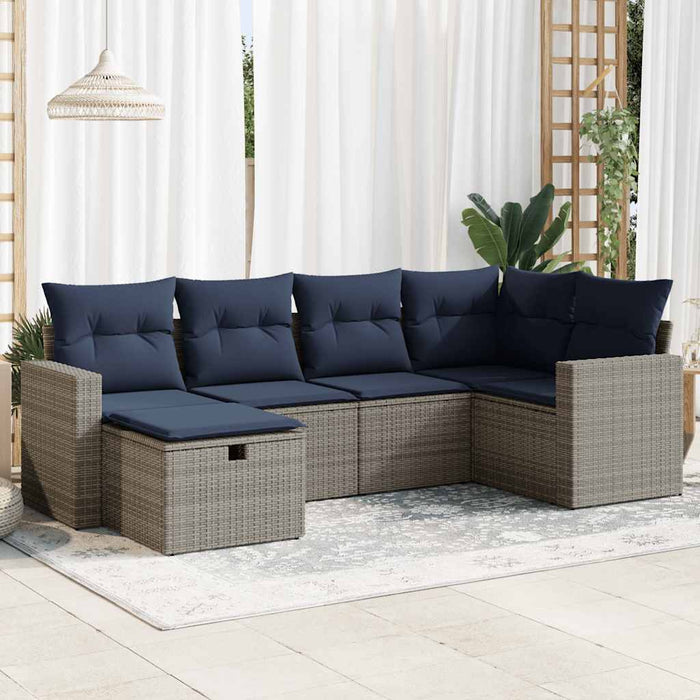 Set mobilier grădină cu perne, 6 piese, gri, poliratan - WALTI WALTI