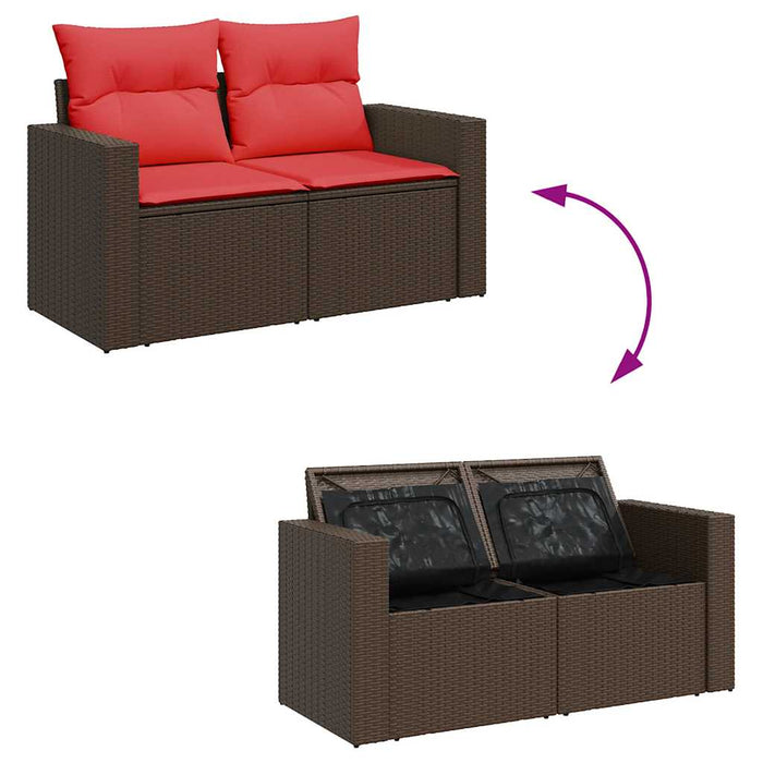 Set canapele de grădină cu perne, 6 piese, maro, poliratan - WALTI WALTI