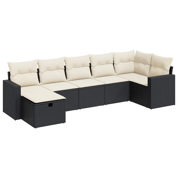 Set canapele de grădină cu perne, 7 piese, negru, poliratan - WALTI WALTI