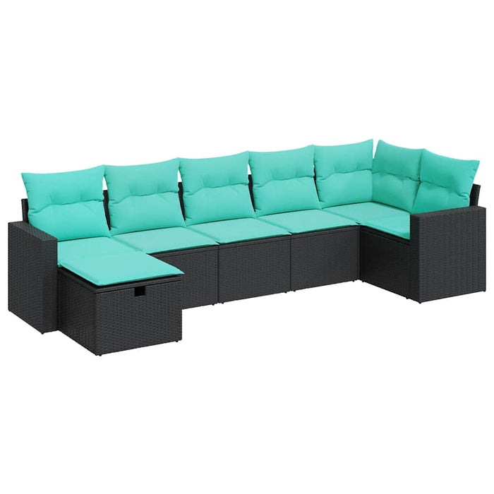 Set canapele de grădină cu perne, 7 piese, negru, poliratan - WALTI WALTI