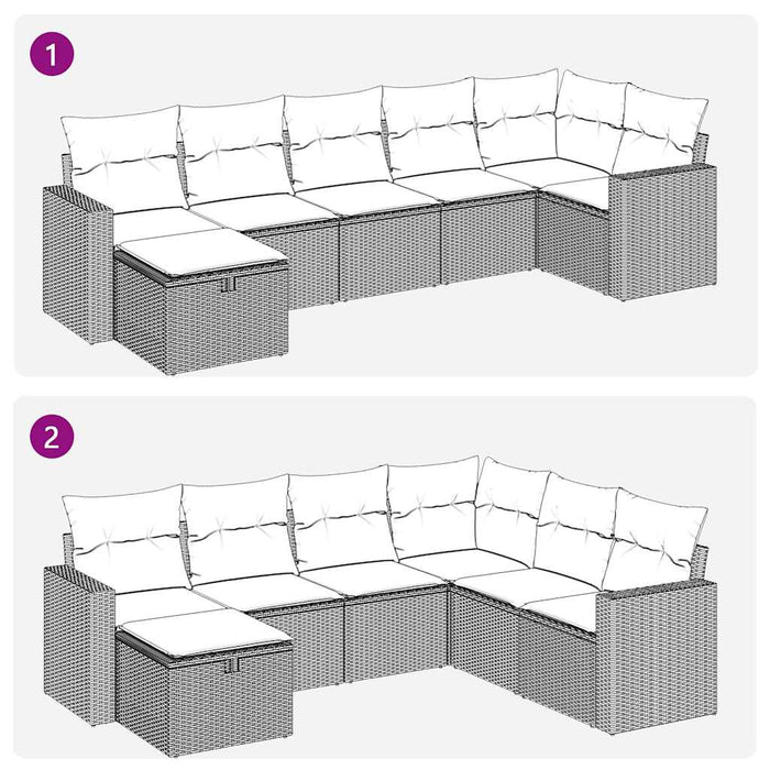 Set canapele de grădină, 7 piese, cu perne, bej, poliratan - WALTI WALTI
