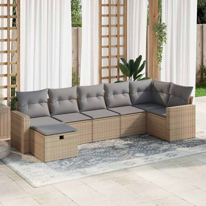 Set canapele de grădină, 7 piese, cu perne, bej, poliratan - WALTI WALTI