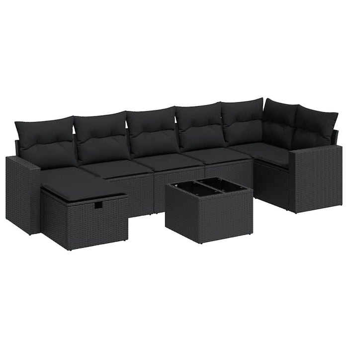 Set mobilier de grădină cu perne, 8 piese, negru, poliratan - WALTI WALTI