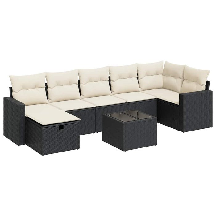 Set mobilier de grădină cu perne, 8 piese, negru, poliratan - WALTI WALTI