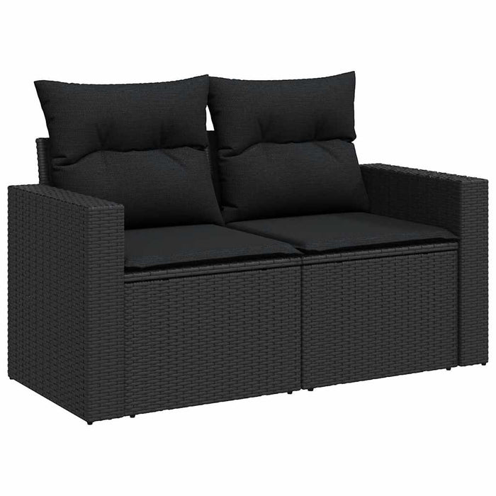 Set mobilier de grădină cu perne, 6 piese, negru, poliratan - WALTI WALTI