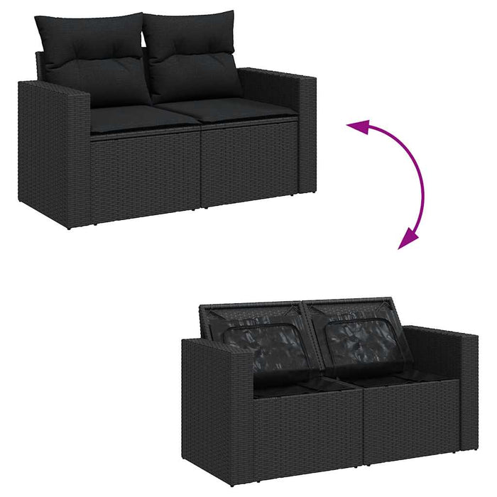 Set mobilier de grădină cu perne, 6 piese, negru, poliratan - WALTI WALTI