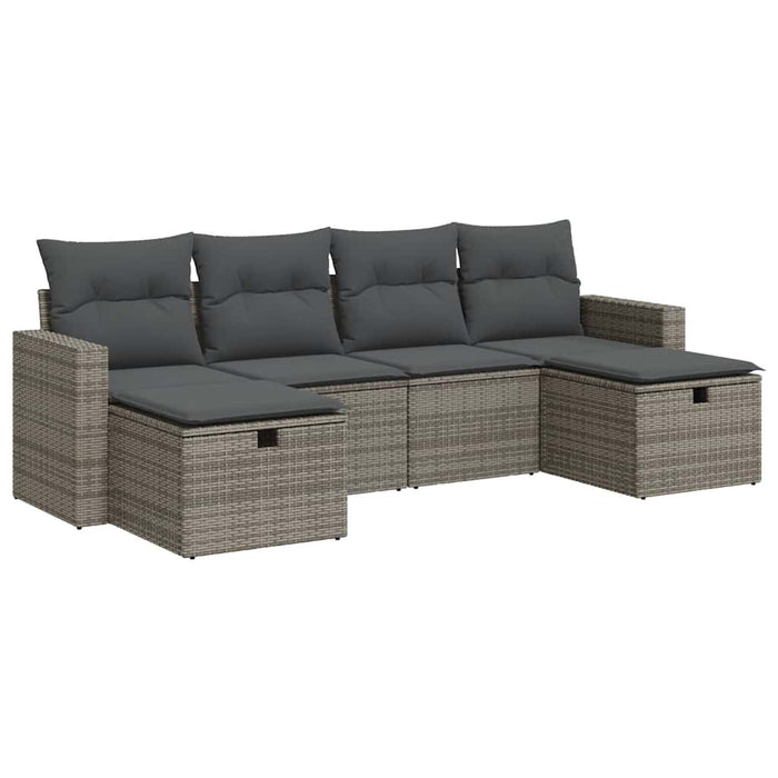Set mobilier grădină cu perne, 6 piese, gri, poliratan - WALTI WALTI
