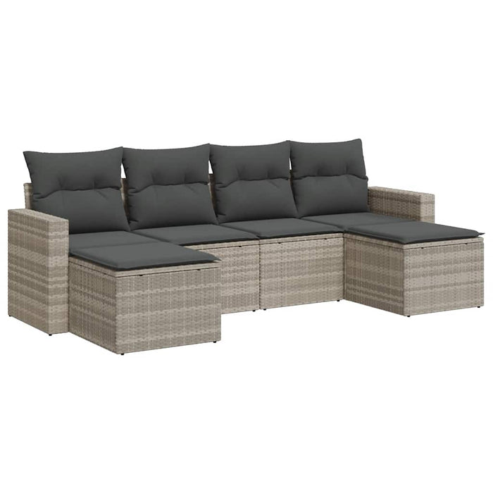 Set canapele de grădină cu perne, 6 piese gri deschis poliratan WALTI