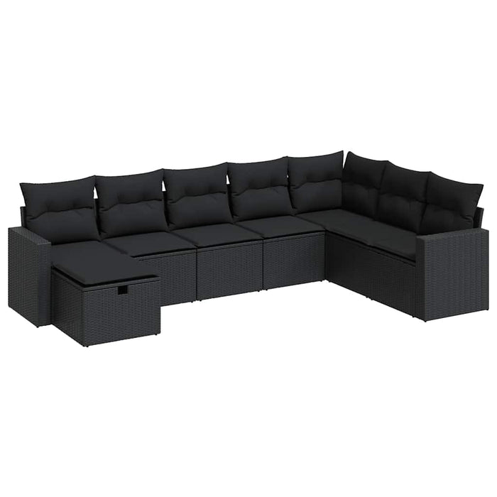 Set mobilier de grădină cu perne, 8 piese, negru, poliratan - WALTI WALTI