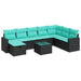 Set mobilier de grădină cu perne, 9 piese, negru, poliratan - WALTI WALTI