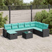 Set mobilier de grădină cu perne, 9 piese, negru, poliratan - WALTI WALTI