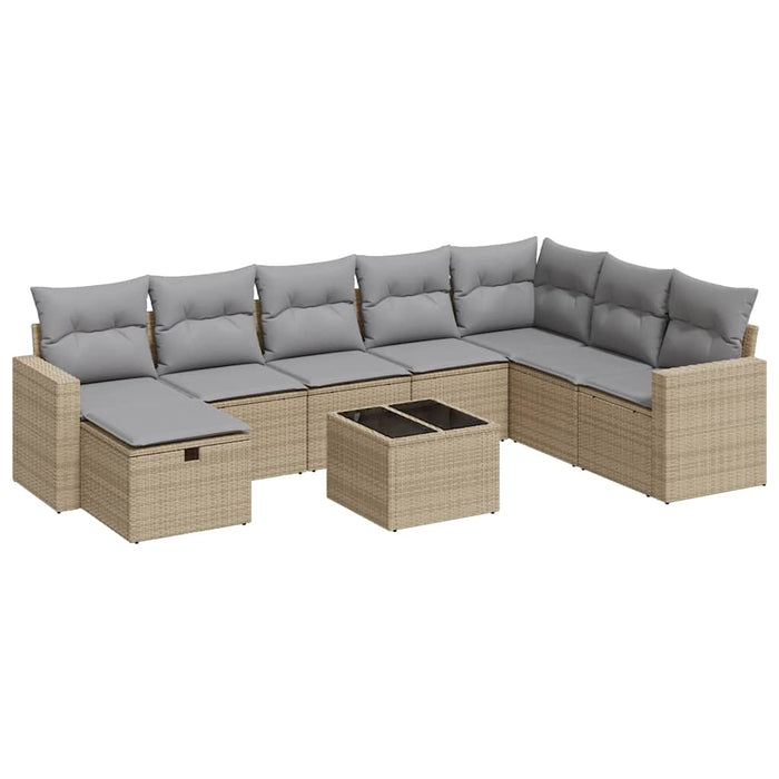 Set canapele de grădină, 9 piese, cu perne, bej, poliratan - WALTI WALTI
