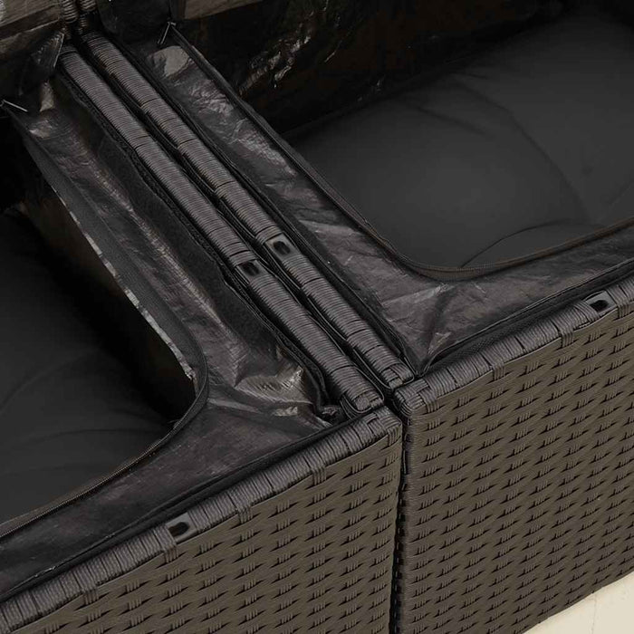 Set mobilier de grădină cu perne, 4 piese, negru, poliratan - WALTI WALTI