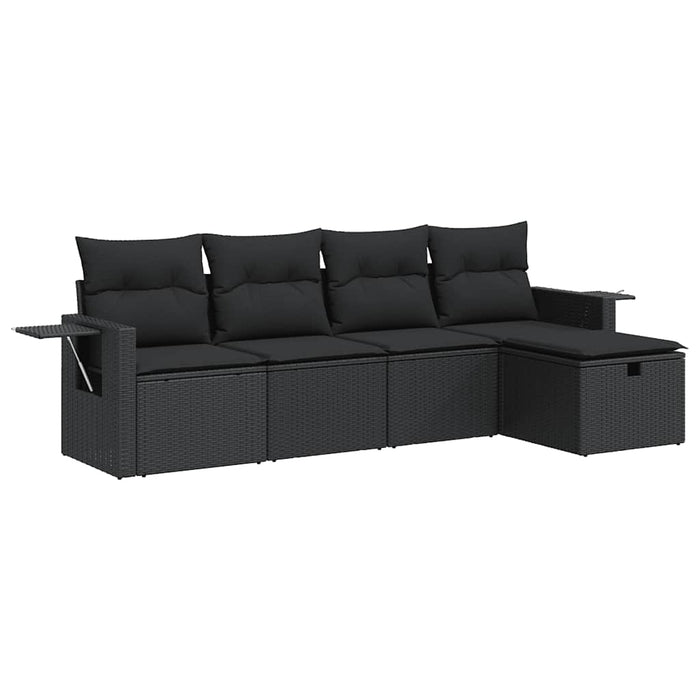 Set mobilier de grădină cu perne, 5 piese, negru, poliratan - WALTI WALTI