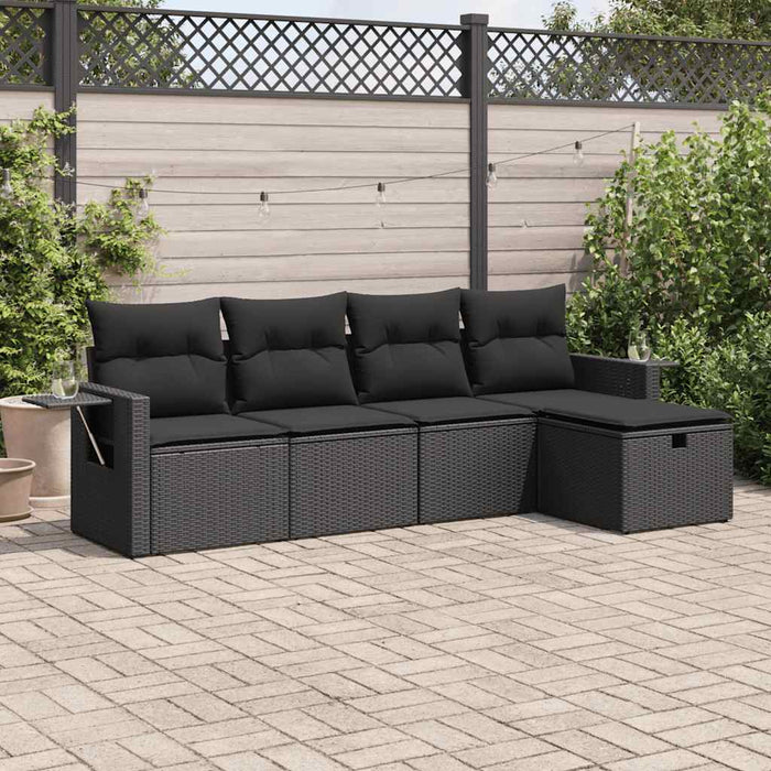 Set mobilier de grădină cu perne, 5 piese, negru, poliratan - WALTI WALTI