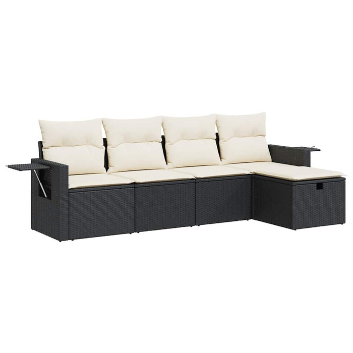 Set mobilier de grădină cu perne, 5 piese, negru, poliratan - WALTI WALTI